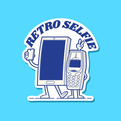 Custom Retro Selfie Sticker - Cool Retro Phone