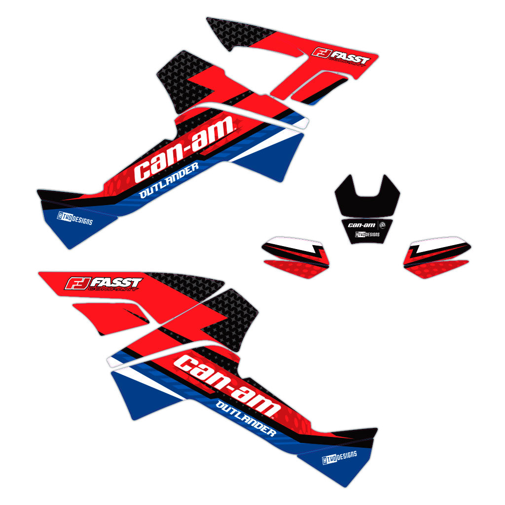 Can-Am Outlander G1 Graphic Kit | Red/Blue Race – HTWO Designs